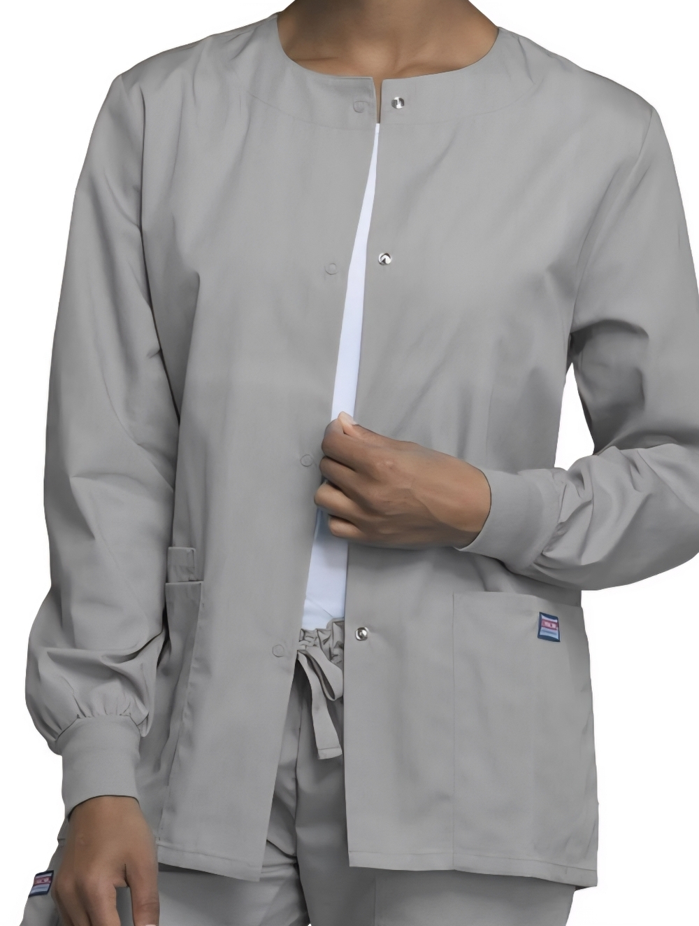 Cherokee Gray Workwear Scrub Jacket with Patch Pocket
